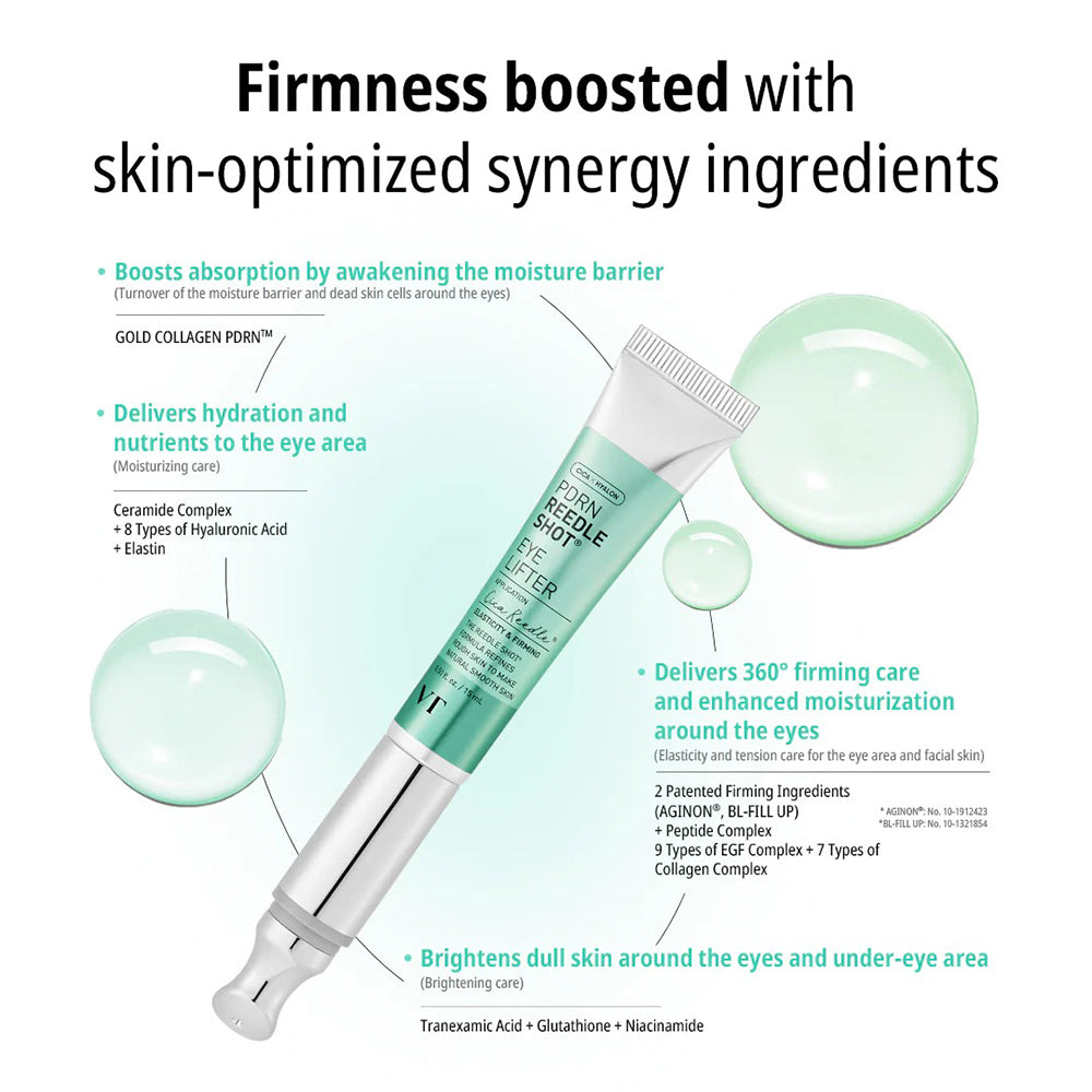 VT COSMETICS PDRN Reedle Shot Eye Lifter - Augencreme mit Hyaluronsäure und Ceramiden, zur Hautfeuchtigkeit und Hautkomfort - 15 ml