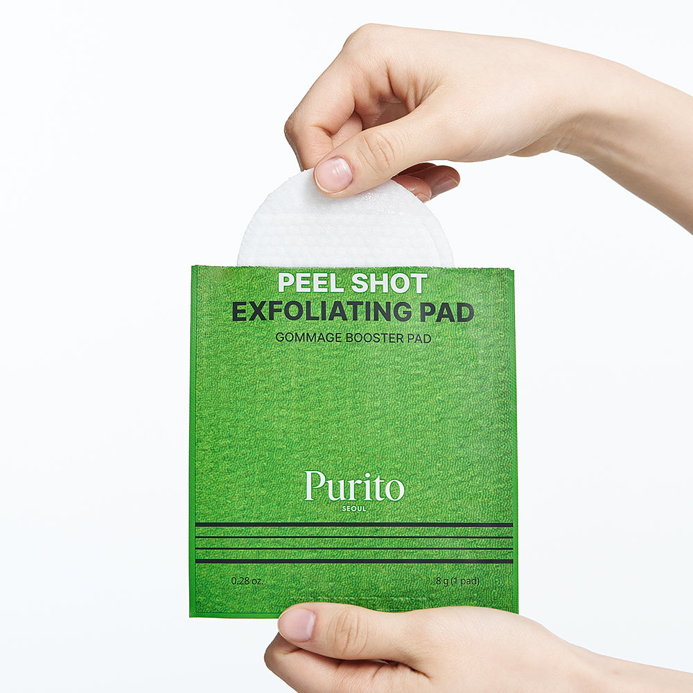 PURITO Peel Shot Exfoliating Pad – sanfte Formel mit AHA- und BHA-Säuren zur Entfernung abgestorbener Hautzellen und zur Beruhigung der Haut – 8 Stück