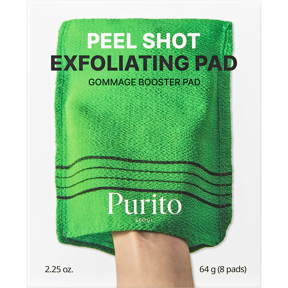 PURITO Peel Shot Exfoliating Pad – sanfte Formel mit AHA- und BHA-Säuren zur Entfernung abgestorbener Hautzellen und zur Beruhigung der Haut – 8 Stück