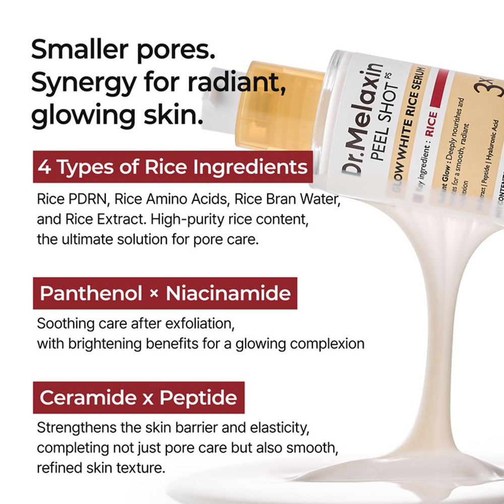 Dr. Melaxin Peel Shot Reissirum - Gesichtsserum mit Niacinamid und Hyaluronsäure zur Feuchtigkeitsversorgung und für einen strahlenden, ebenmäßigen Teint - 30 ml