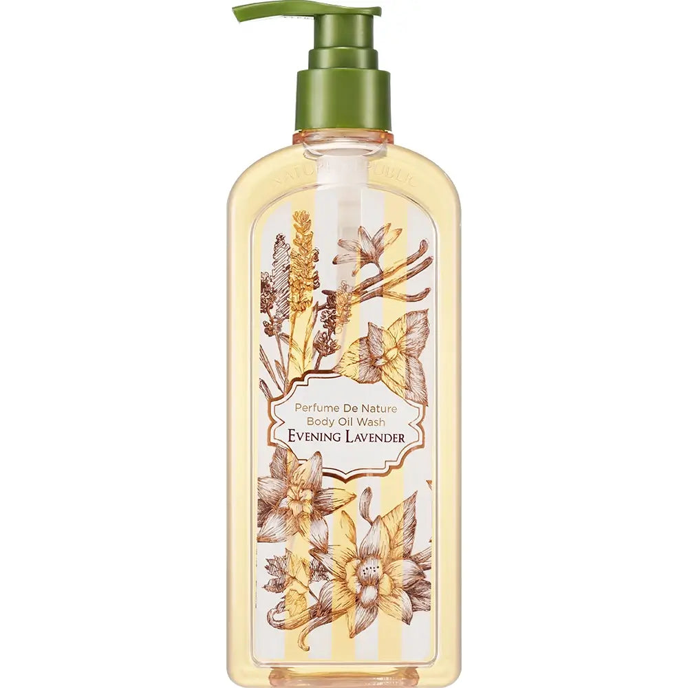 NATURE REPUBLIC Perfume De Nature Körperöl-Waschgel Evening Lavender - Duschöl mit Lavendel und Rose, das hilft, den Öl- und Feuchtigkeitsgehalt der Haut auszugleichen und die Haut weich und mit Feuchtigkeit versorgt zu halten - 345 ml
