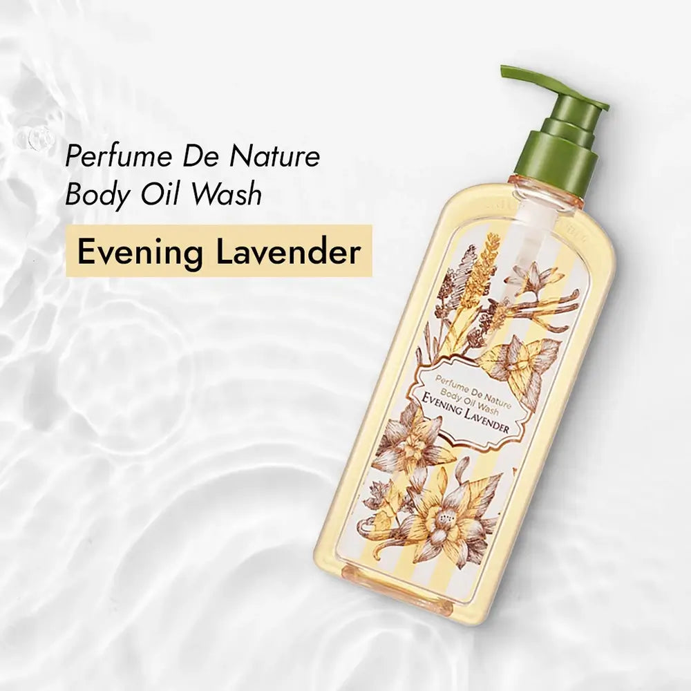 NATURE REPUBLIC Perfume De Nature Körperöl-Waschgel Evening Lavender - Duschöl mit Lavendel und Rose, das hilft, den Öl- und Feuchtigkeitsgehalt der Haut auszugleichen und die Haut weich und mit Feuchtigkeit versorgt zu halten - 345 ml