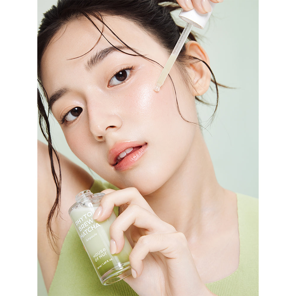 HOUSE OF HUR Phyto Brew Matcha Ampoule - ser de fata bifazic formulat cu Hadong matcha si peptide biomimetice, care contribuie la hidratarea pielii si la mentinerea echilibrului pielii - 50 ml