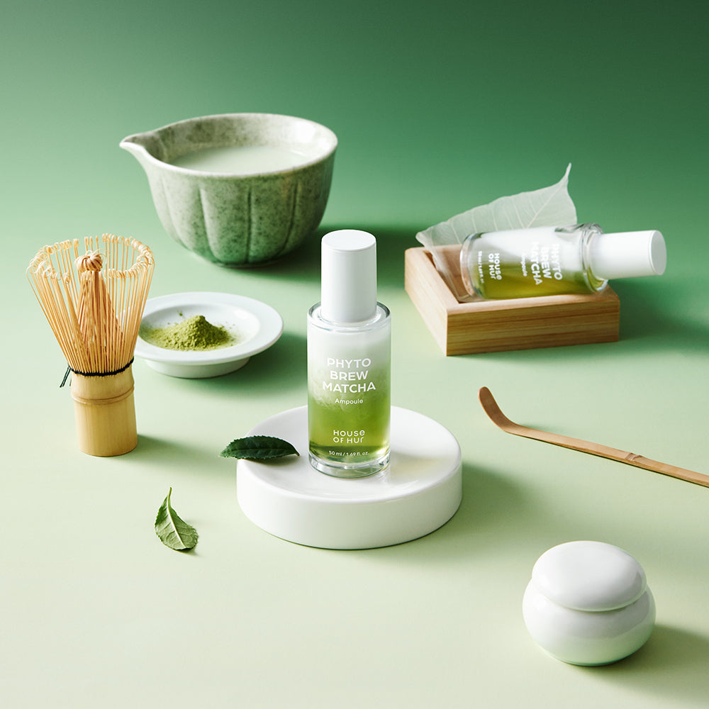 HOUSE OF HUR Phyto Brew Matcha Ampoule - ser de fata bifazic formulat cu Hadong matcha si peptide biomimetice, care contribuie la hidratarea pielii si la mentinerea echilibrului pielii - 50 ml