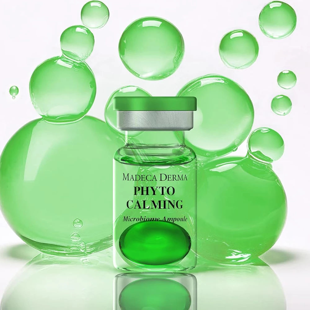 MADECA DERMA Phyto Calming Microbiome Ampoule - Gesichtsserum mit Hyaluronsäure und Panthenol Provitamin B5, das zur Beruhigung empfindlicher Haut und zur Aufrechterhaltung des Hautmikrobiomgleichgewichts beiträgt - 7 ml x 5 Stück