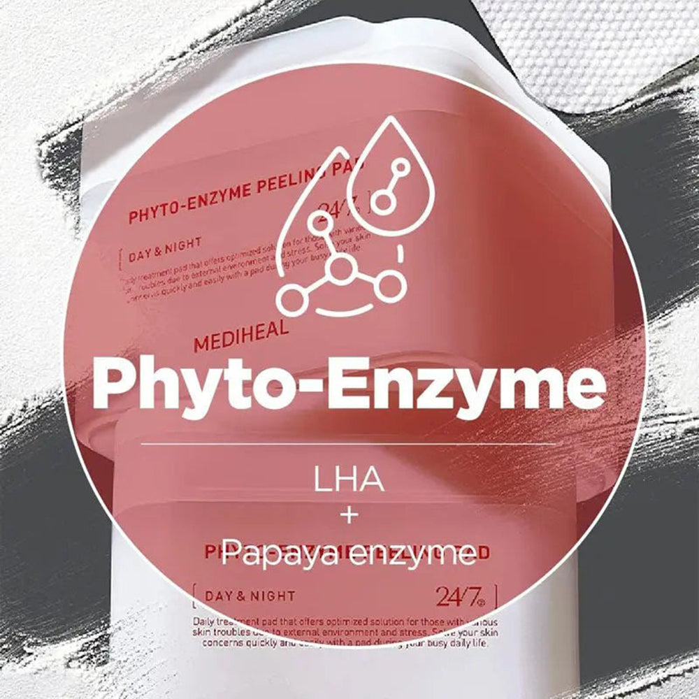 MEDIHEAL Phyto-enzyme Peeling Pad - dischete exfoliante formulate cu LHA si papaina, care contribuie la indepartarea delicata a celulelor moarte si la netezirea texturii pielii - 90 buc