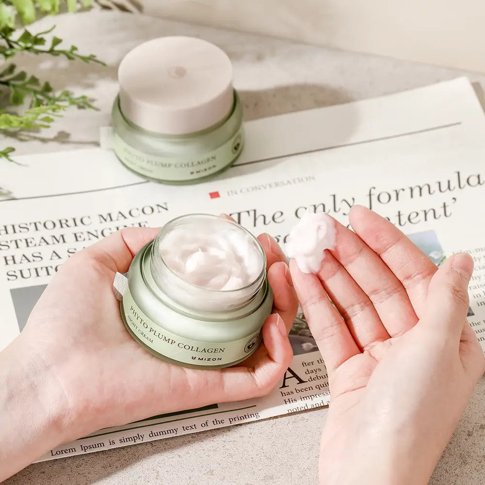 Mizon Phyto Plump Kollagen Nachtcreme - Intensive Feuchtigkeit und vegane Festigkeit, 50 ml
