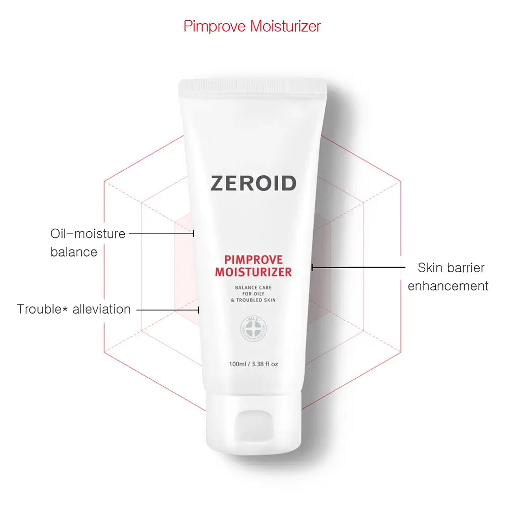 ZEROID Pimprove Feuchtigkeitscreme - Beruhigend und hypoallergen für Mischhaut und zu Akne neigende Haut, 100 ml