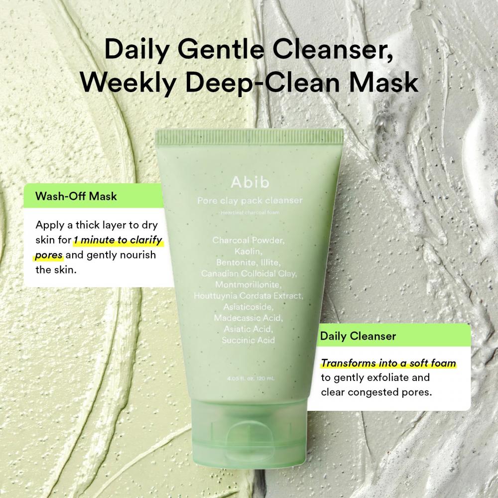 ABIB Poren-Ton-Pack Reiniger Herzblatt-Aktivkohle-Schaum, 120 ml