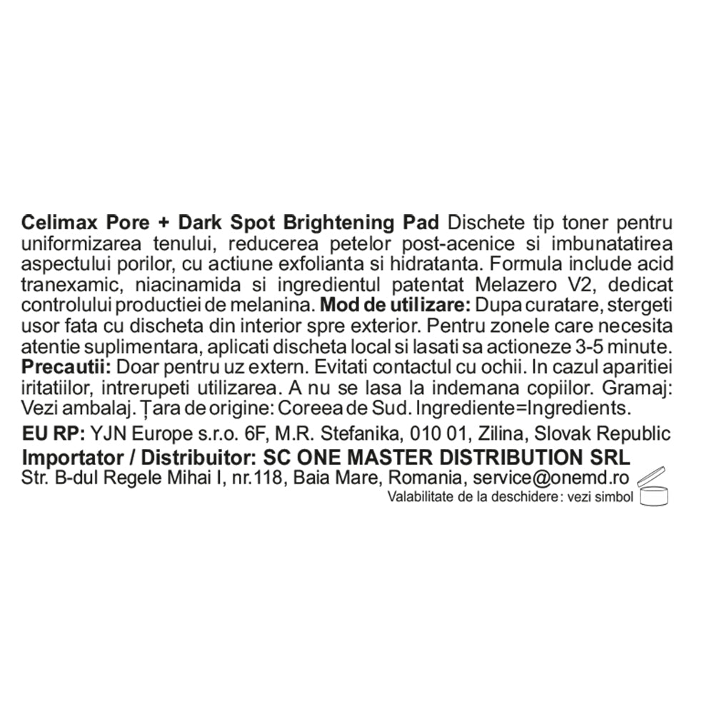 CELIMAX Pore+Dark Spot Brightening Pad, 40 buc