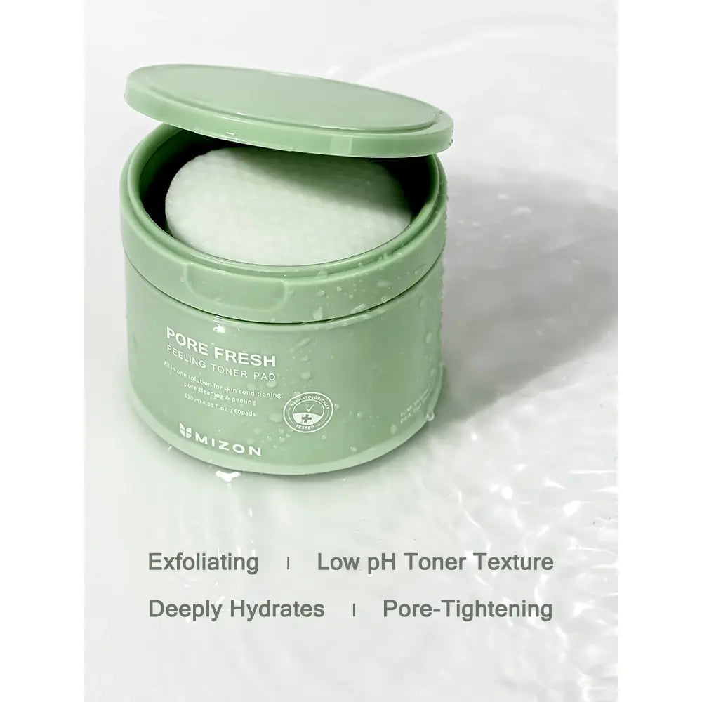 MIZON Pore Fresh Peeling Toner Pad - Gesichts-Toner-Pad mit Zitronensäure AHA und Gluconolacton PHA für sanftes Peeling, Porenreinigung und Hauterfrischung - 130 ml