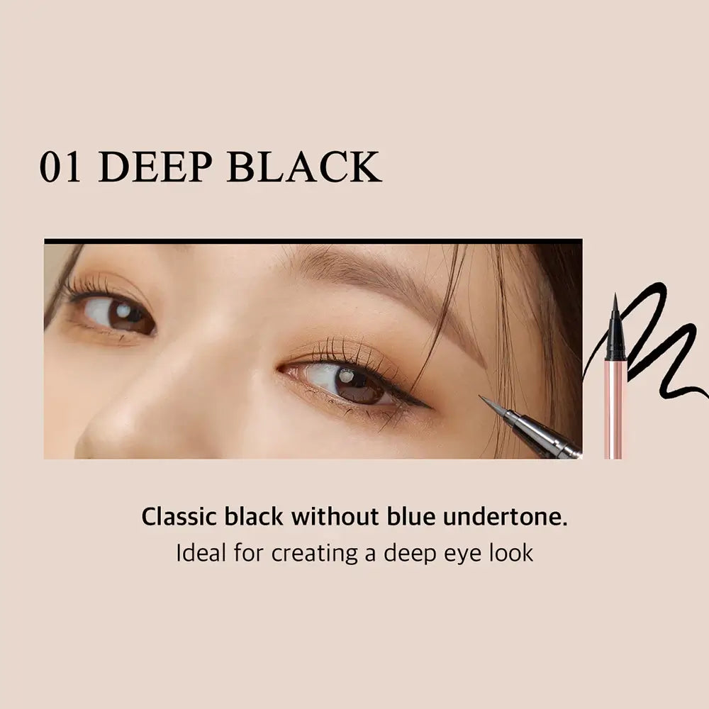 BLACK ROUGE Power Proof Eyeliner P01 Deep Black - Wasserfest & Professionelle Präzision, 0.6g