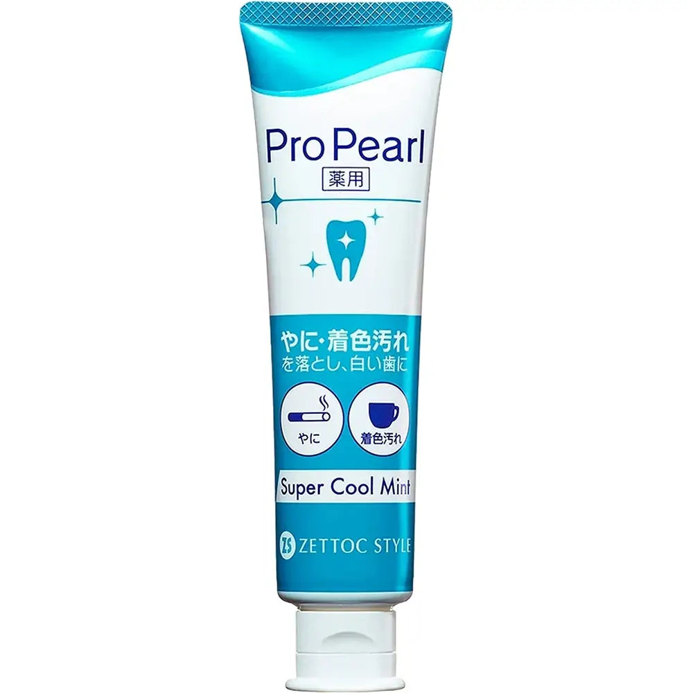ZETTOC ProPearl Super Cool Mint - Zahnpasta mit Wirkstoffen und mikrofeinen Partikeln zur Entfernung hartnäckiger Verfärbungen durch Rauchen, Kaffee oder Wein und zur Erfrischung des Atems - 100 g