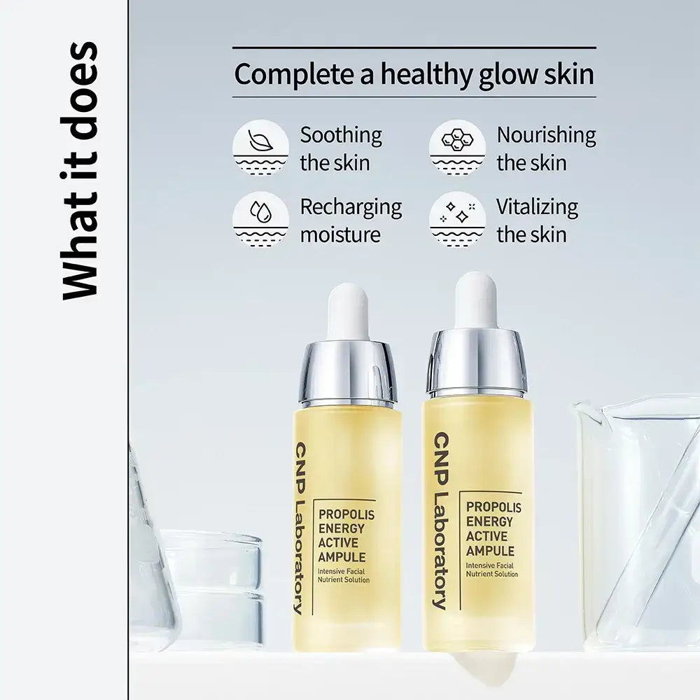 CNP LABORATORY Propolis Energy Active Ampoule - Hautserum mit Propolis-Extrakt und Madecassosid zur Revitalisierung und Beruhigung der Haut - 35 ml
