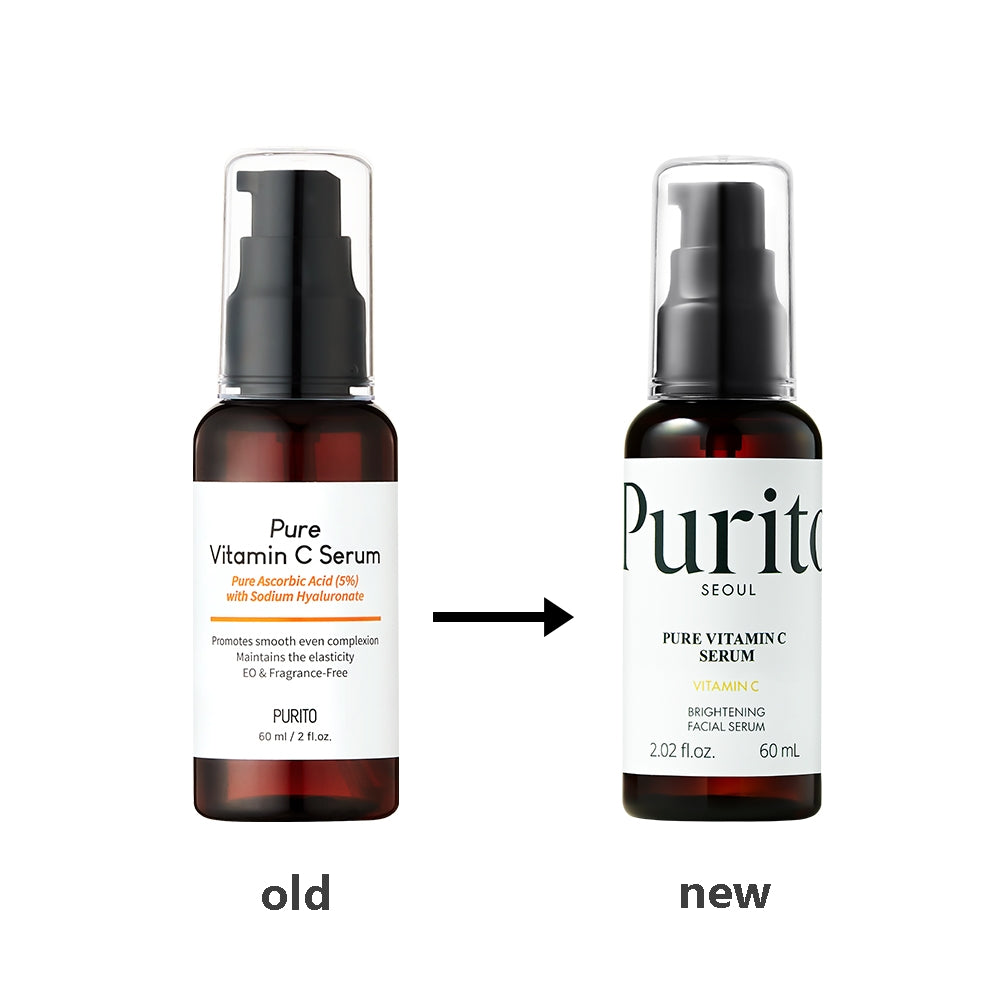 PURITO Reines Vitamin C Serum – Gesichtsserum mit Ascorbinsäure und Natriumhyaluronat zur Aufhellung und Verbesserung des Hauttons – 60 ml