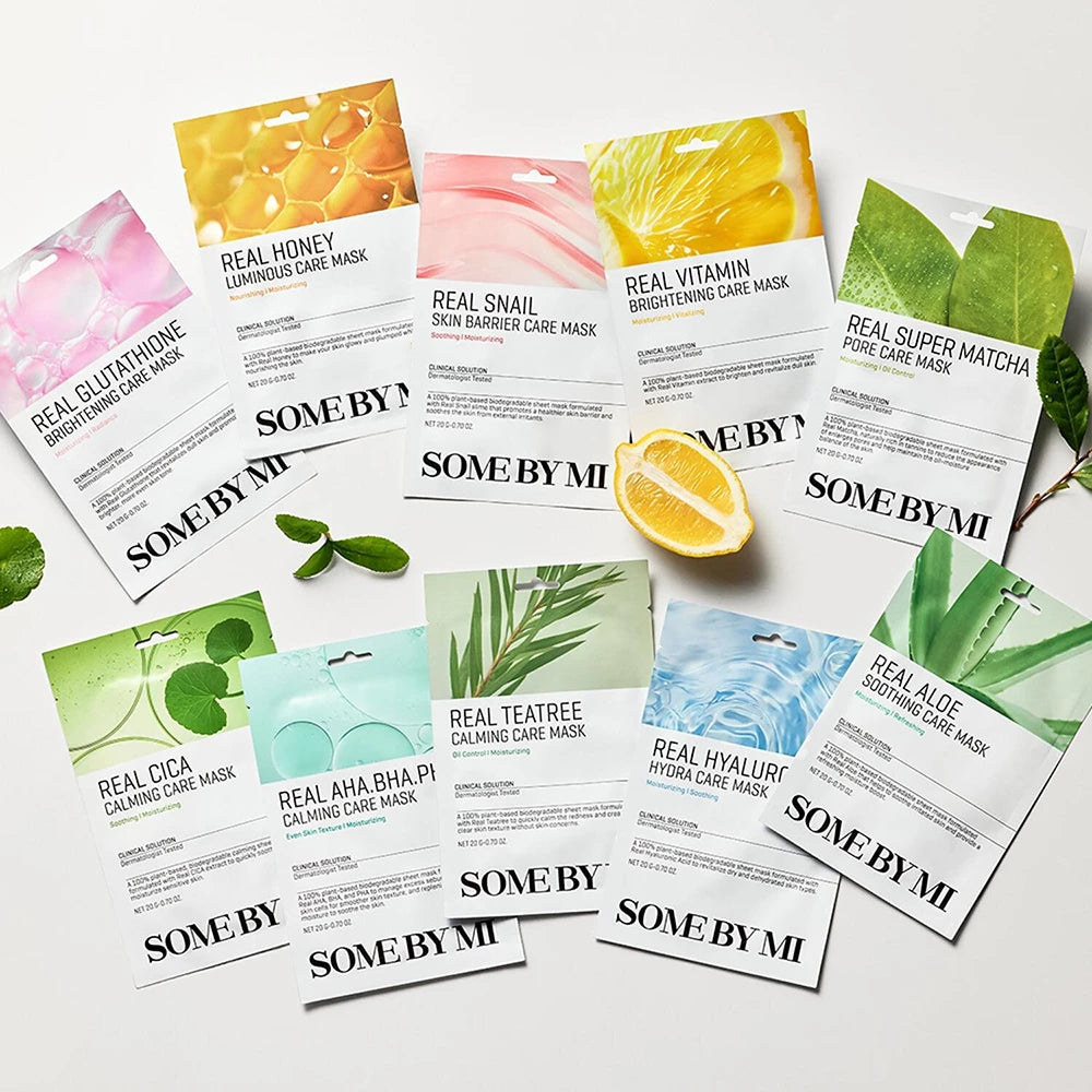 SOME BY MI Real Aloe Beruhigende Pflegemaske - Tuchmaske mit Aloe Vera Extrakt und Panthenol zur Beruhigung der Haut - 20g