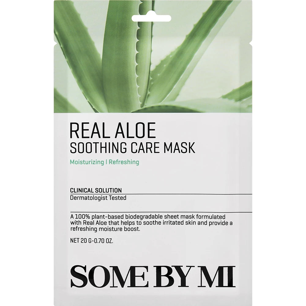 SOME BY MI Real Aloe Beruhigende Pflegemaske - Tuchmaske mit Aloe Vera Extrakt und Panthenol zur Beruhigung der Haut - 20g