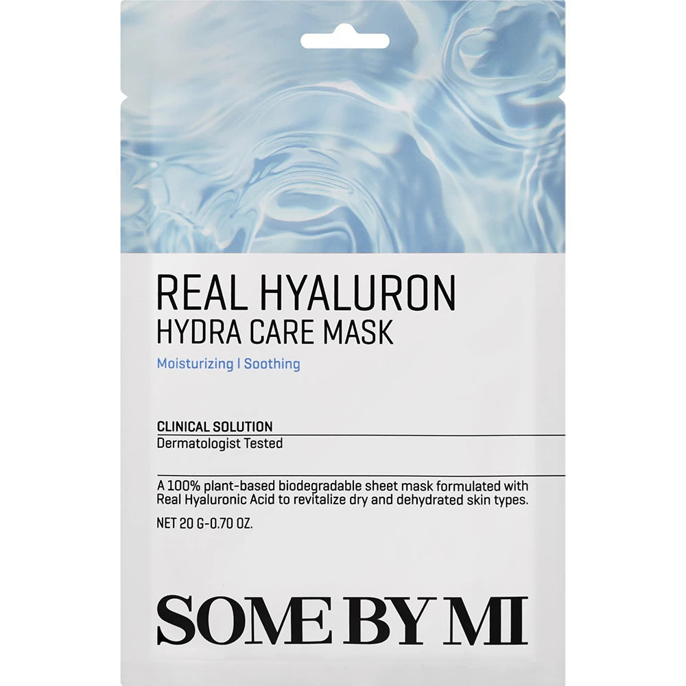 SOME BY MI Real Hyaluron Hydra Care Mask - Gesichtsmaske mit Hyaluronsäure zur Hautfeuchtigkeitsversorgung und Aufrechterhaltung der Hautbarriere - 20 gr
