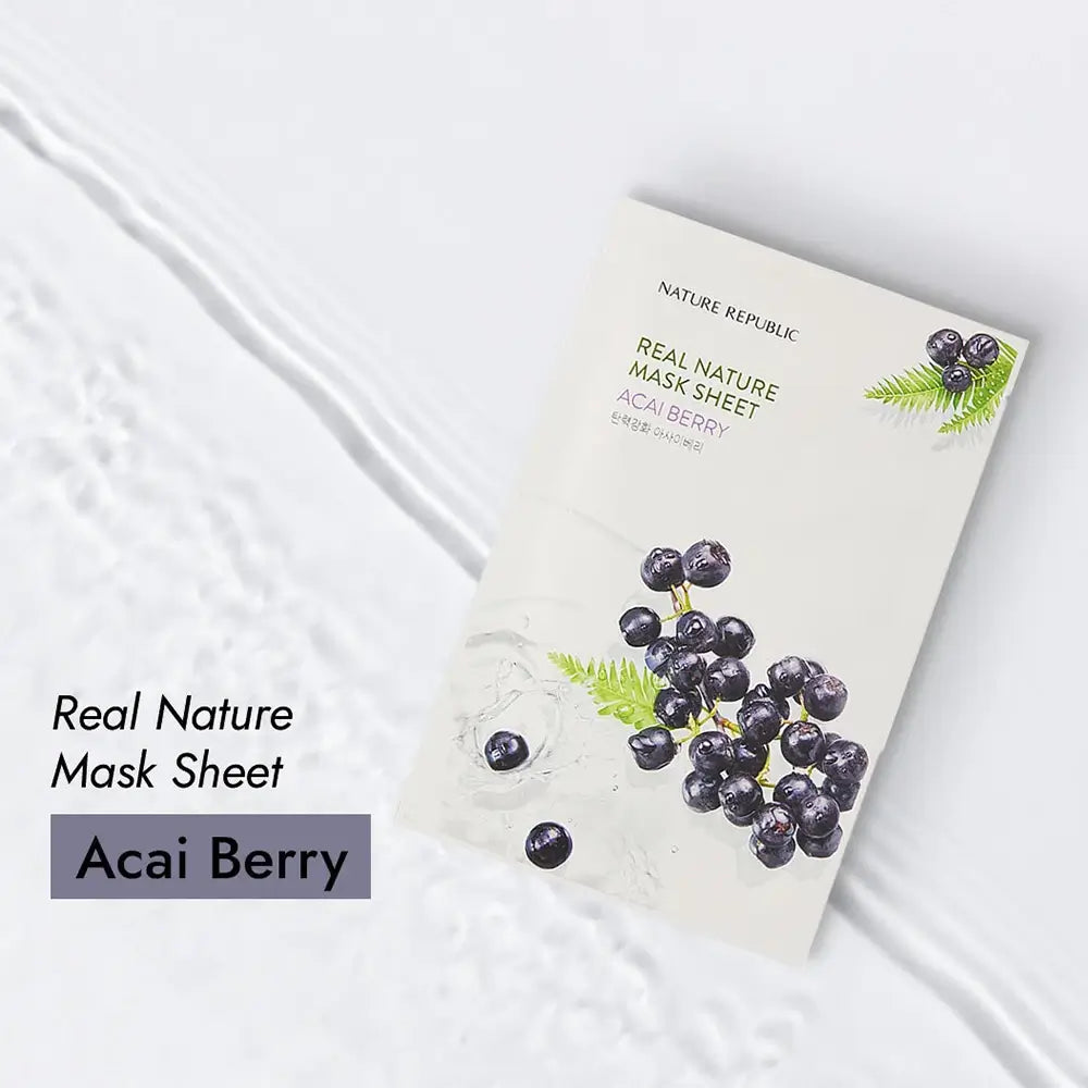 NATURE REPUBLIC Real Nature Gesichtsmaske mit Acai Beere - Intensive Feuchtigkeitspflege und Antioxidativer Schutz, 23 gr