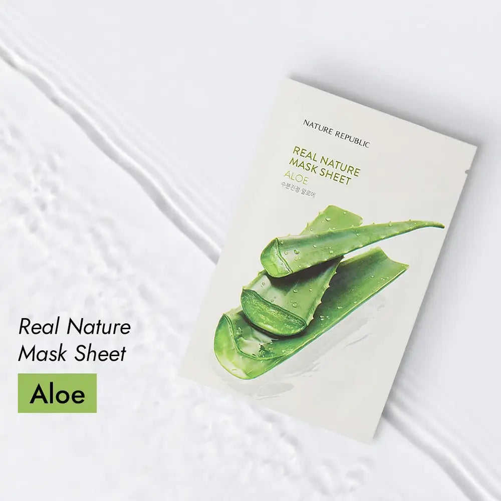 NATURE REPUBLIC Real Nature Aloe Gesichtsmaske - Intensive Feuchtigkeit und sofortige Beruhigung, 23 g