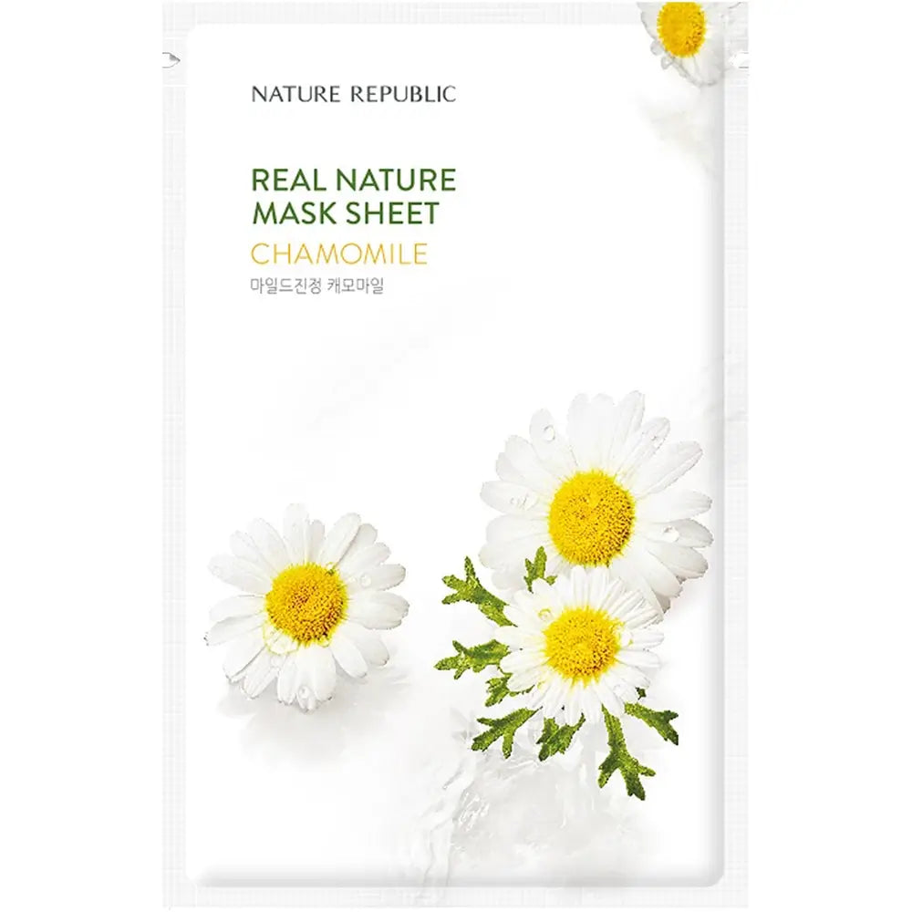 NATURE REPUBLIC Real Nature Kamillen-Gesichtsmaske - Beruhigend - Tiefenfeuchtigkeitsspendend und Beruhigend für empfindliche Haut, 23g