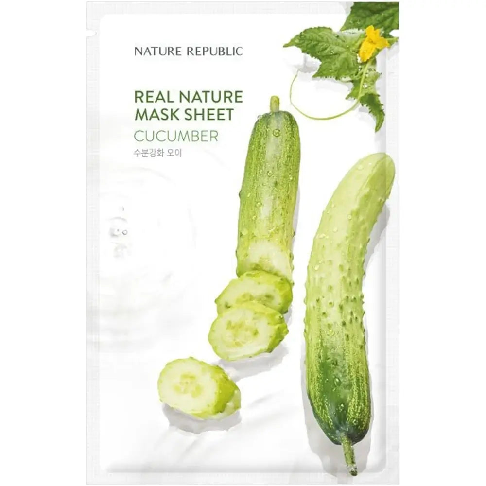 NATURE REPUBLIC Real Nature Gurken-Tuchmaske - Intensive Feuchtigkeit und beruhigender Effekt, 23 g