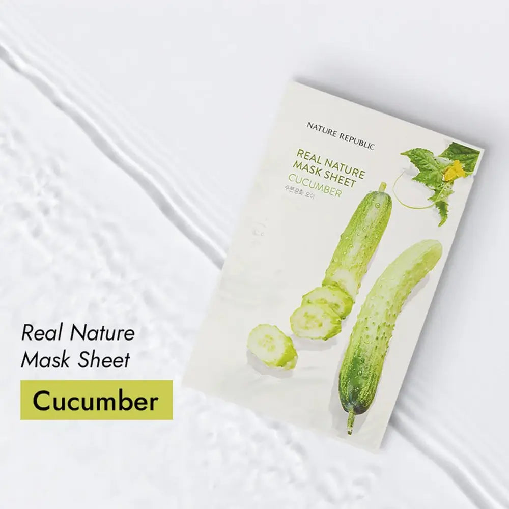 NATURE REPUBLIC Real Nature Gurken-Tuchmaske - Intensive Feuchtigkeit und beruhigender Effekt, 23 g