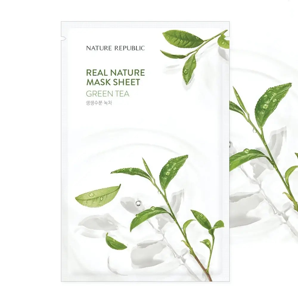 NATURE REPUBLIC Real Nature Gesichtsmaske mit grünem Tee - Intensive Feuchtigkeit und antioxidativer Schutz, 23 g