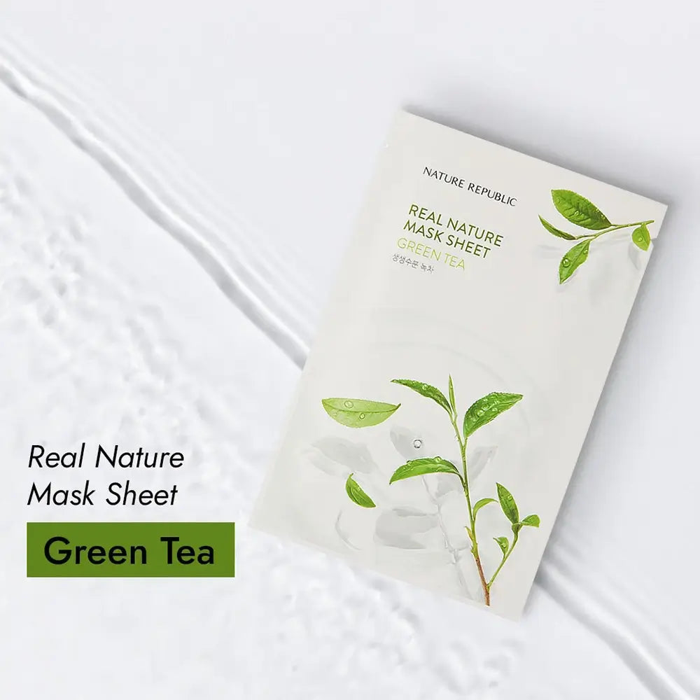 NATURE REPUBLIC Real Nature Gesichtsmaske mit grünem Tee - Intensive Feuchtigkeit und antioxidativer Schutz, 23 g