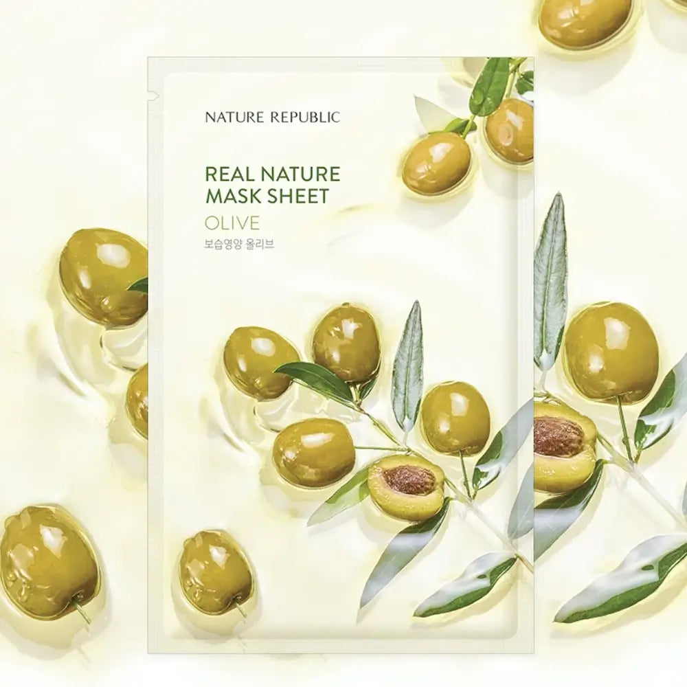 NATURE REPUBLIC Real Nature Oliven Gesichtsmaske - Intensive Nährung und Feuchtigkeit, 23 ml