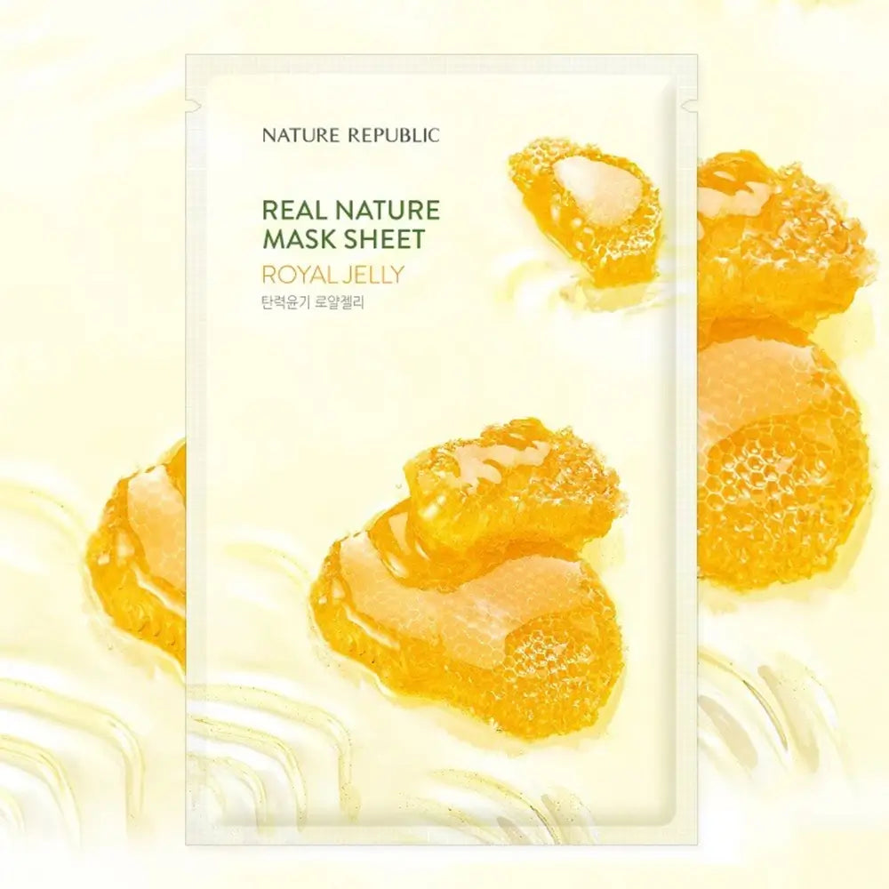 NATURE REPUBLIC Real Nature Royal Jelly Mask Sheet - Intensive Hydration and Skin Revitalization, 23g