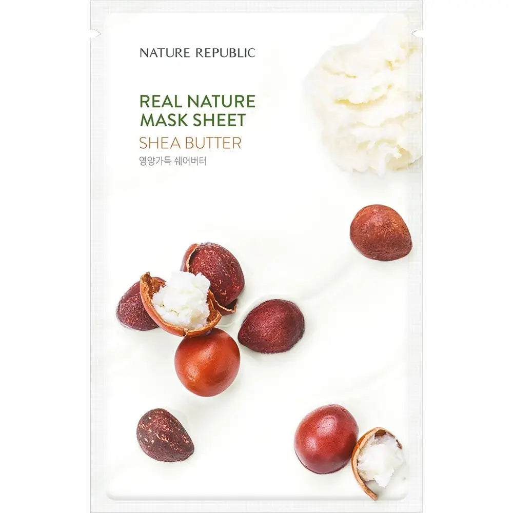 NATURE REPUBLIC Real Nature Feuchtigkeitsspendende Faltenmaske mit Sheabutter - Intensive Feuchtigkeit und beruhigender Effekt, 23 g