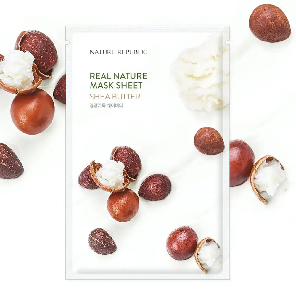 NATURE REPUBLIC Real Nature Feuchtigkeitsspendende Faltenmaske mit Sheabutter - Intensive Feuchtigkeit und beruhigender Effekt, 23 g