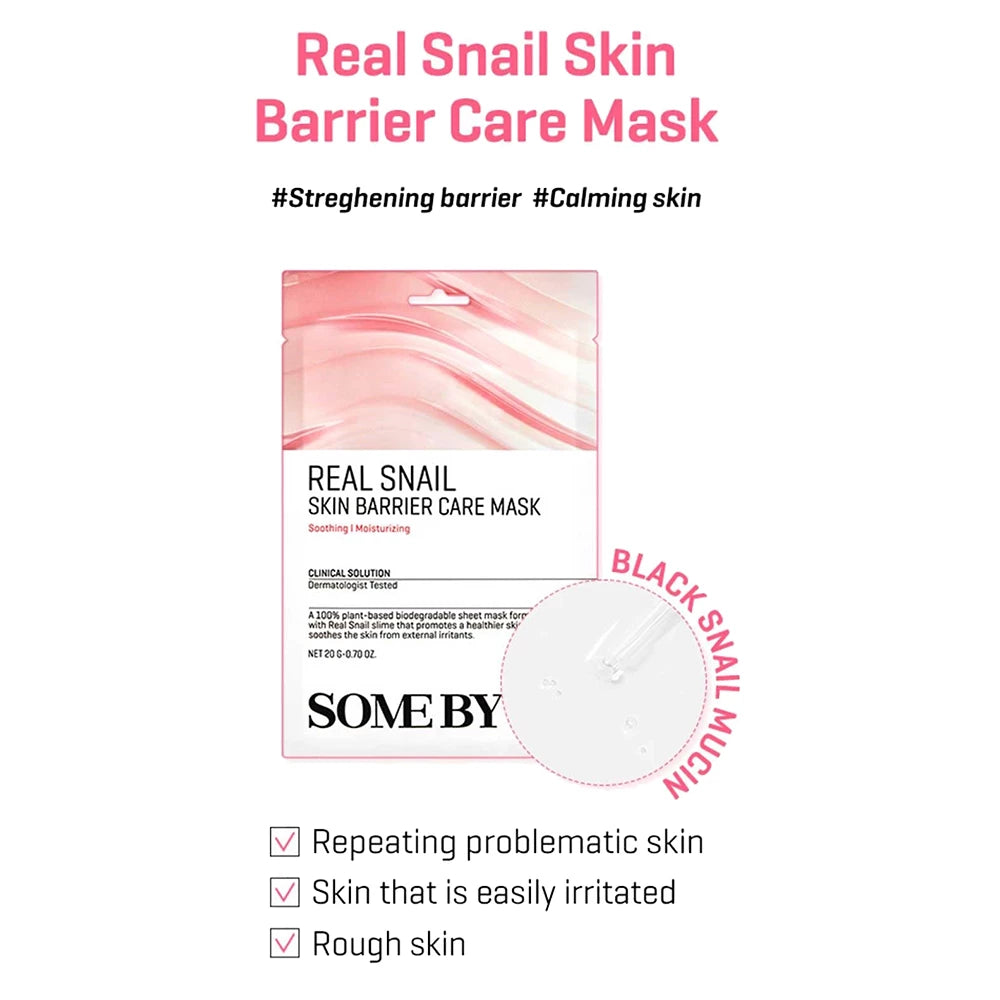 SOME BY MI Real Snail Skin Barrier Care Mask - Gesichtsmaske zur Stärkung der Hautbarriere mit Schneckenschleim und Panthenol