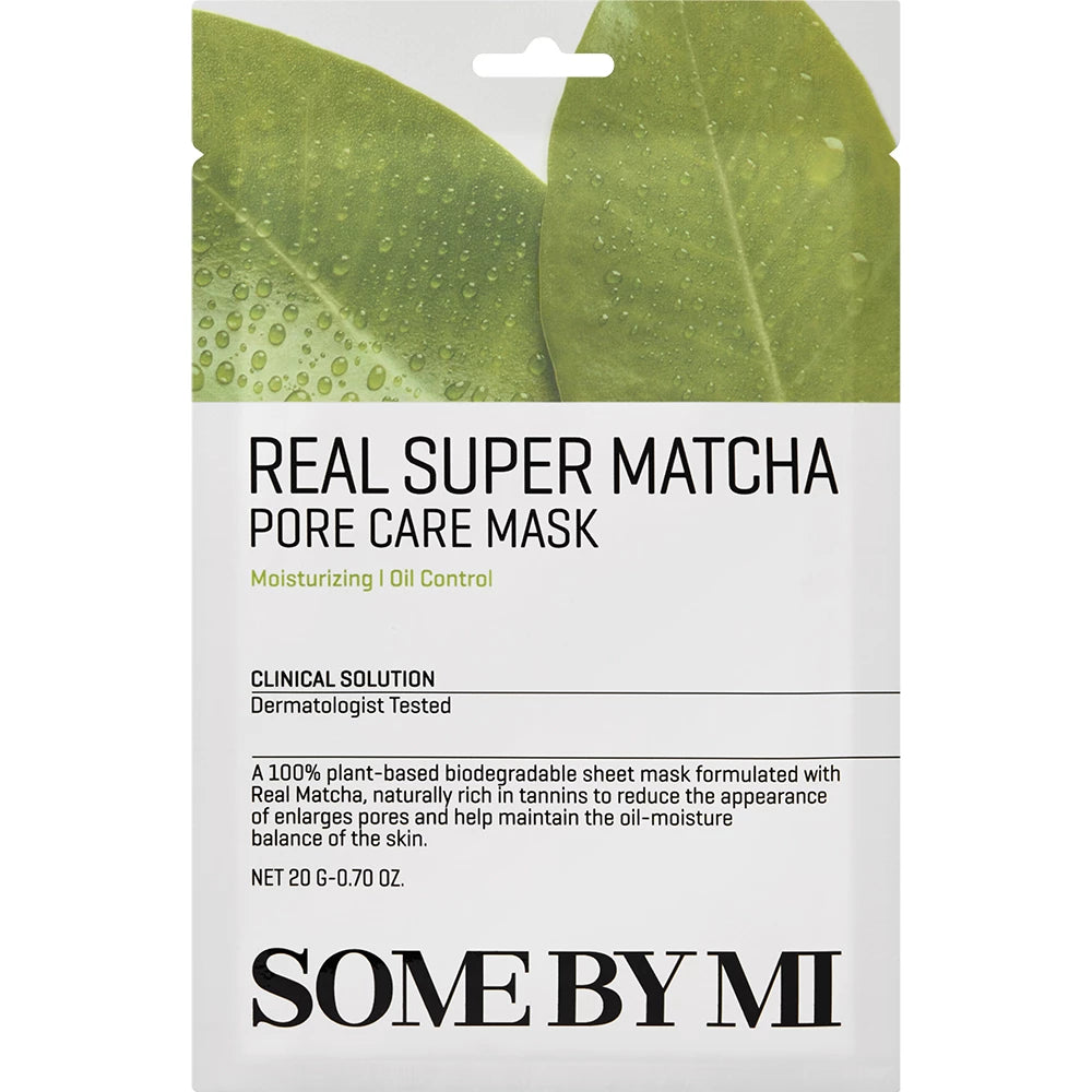 SOME BY MI Real Super Matcha Porenpflege Maske - Gesichtsmaske mit Matcha-Extrakt und Allantoin, die zur Reduzierung der Porensichtbarkeit und zur Regulierung der Talgproduktion beiträgt - 20 g