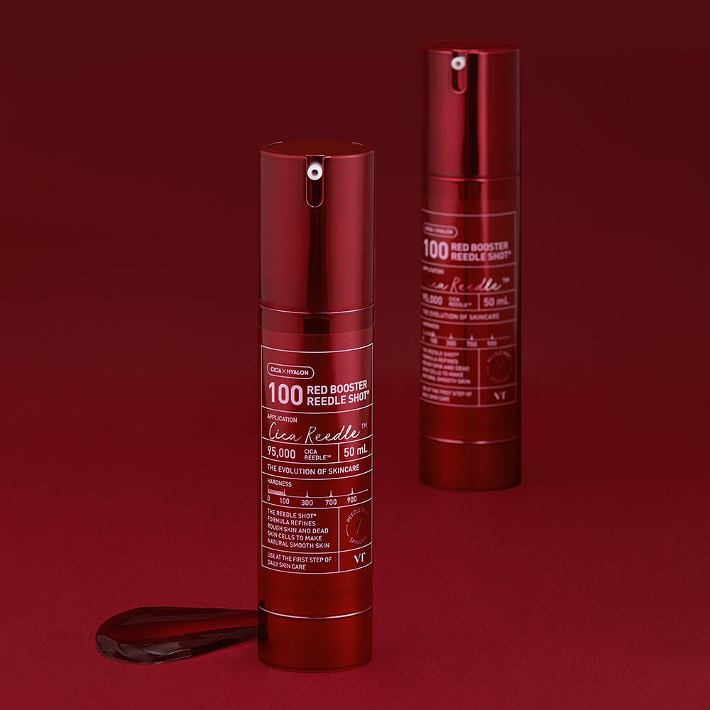 VT COSMETICS Red Booster Reedle Shot 100 - Gesichtsserum mit Niacinamid und Arbutin zur Aufhellung des Hauttons und Minderung von Pigmentflecken - 50 ml
