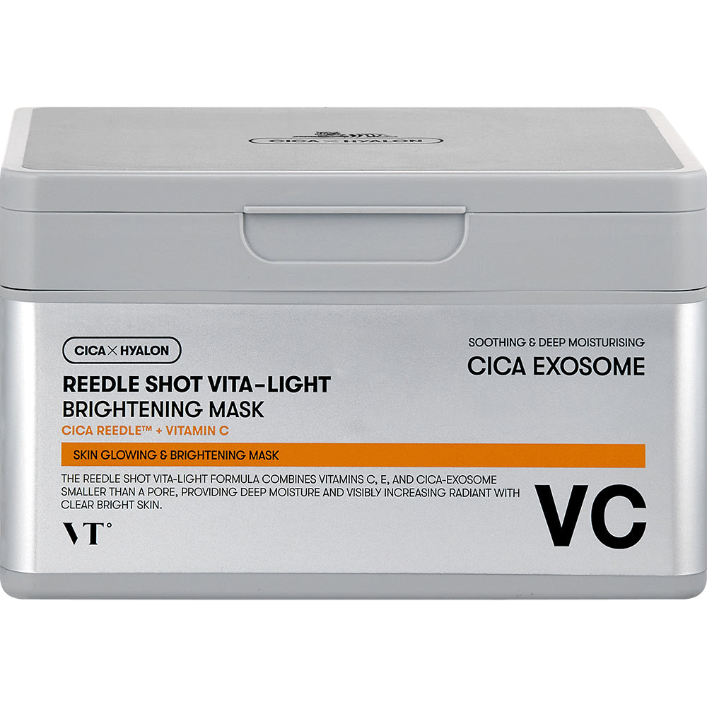 VT COSMETICS Reedle Shot Vita-Light Mask - Set mit 30 Gesichtsmasken mit Vitamin C und B3 (Niacinamid) für Leuchtkraft und gleichmäßigen Hautton
