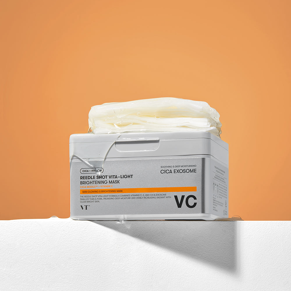 VT COSMETICS Reedle Shot Vita-Light Mask - Set mit 30 Gesichtsmasken mit Vitamin C und B3 (Niacinamid) für Leuchtkraft und gleichmäßigen Hautton