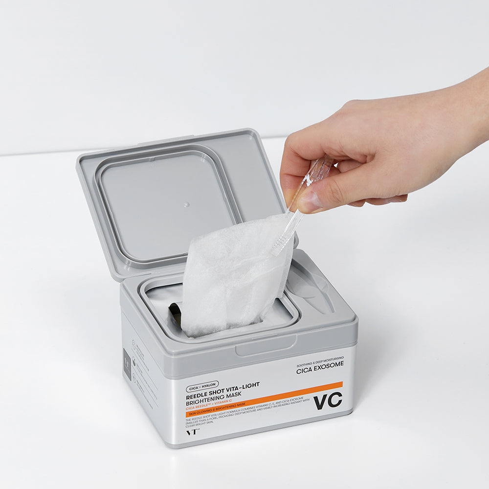 VT COSMETICS Reedle Shot Vita-Light Mask - Set mit 30 Gesichtsmasken mit Vitamin C und B3 (Niacinamid) für Leuchtkraft und gleichmäßigen Hautton