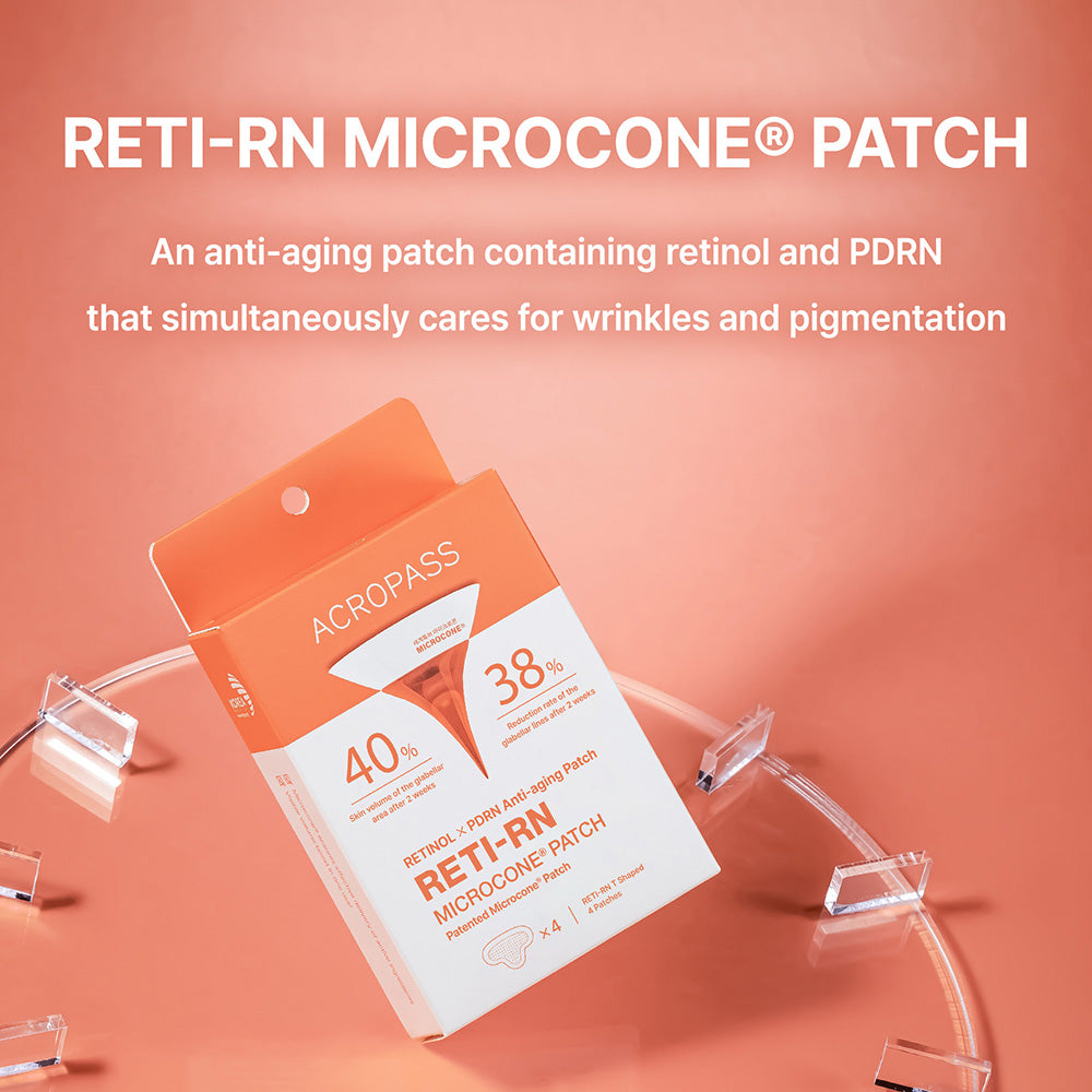 ACROPASS Reti-Rn Microcone Patch T-Shape - plasturi formulati cu retinol si PDRN, care contribuie la ingrijirea ridurilor si la imbunatatirea fermitatii pielii - 4 buc