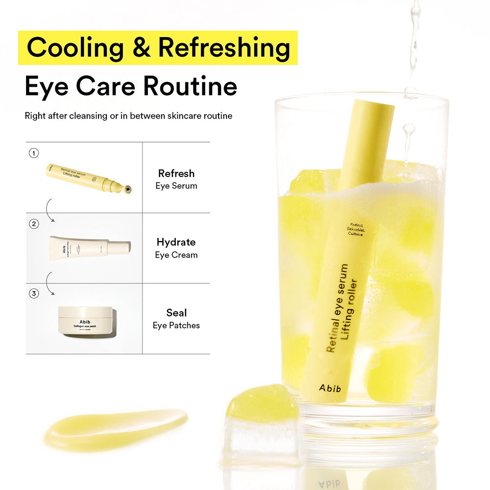 ABIB Retinal Eye Serum Lifting Roller - ser de ochi formulat cu retinal si cafeina, care contribuie la imbunatatirea aspectului zonei delicate din jurul ochilor si la metinerea aspectului odihnit - 15 ml