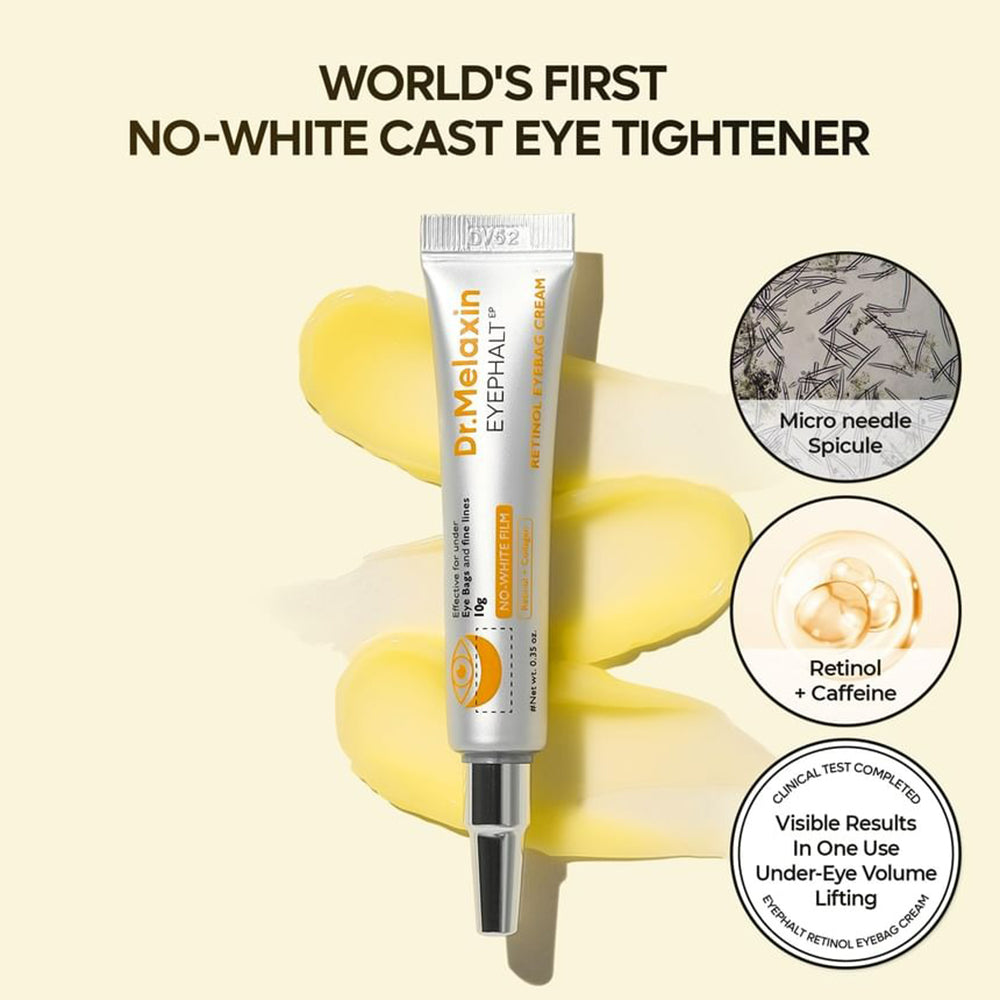 Dr. Melaxin Retinol Augenpflegecreme - Augenschattencreme mit liposomalem Retinol und Koffein zur Reduzierung von Tränensäcken und feinen Linien - 10 g