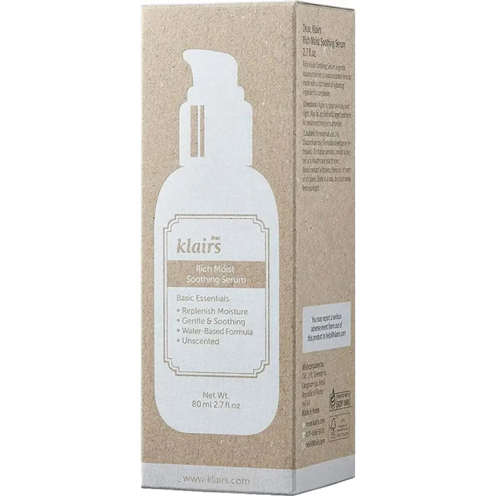 Dear Klairs Rich Moist Gesichtsserum - intensive Beruhigung und Feuchtigkeit für empfindliche Haut, 80 ml