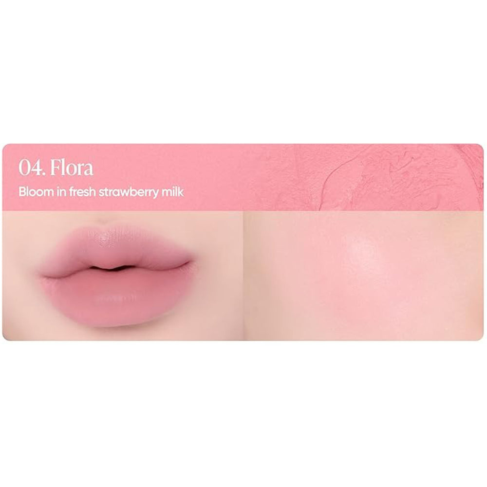 BANILA CO Romantic Blush Lip and Cheek - Lippen- und Wangentönung mit Hyaluronsäure und Vitamin E, spendet Feuchtigkeit für Lippen und Wangen - 3,7 g - 04 Flora