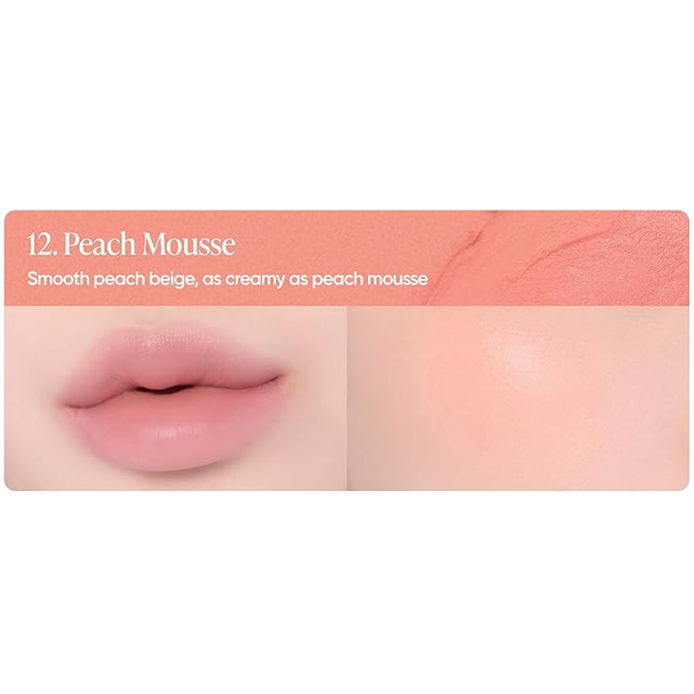 BANILA CO Romantic Blush Lip and Cheek - Lippen- und Wangentoner mit Hyaluronsäure und Vitamin E, für Feuchtigkeit und Komfort - 3,7 g - 12 Peach Mousse