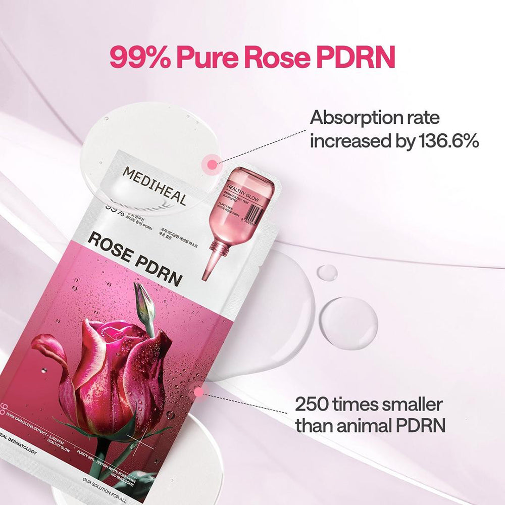 MEDIHEAL Rose PDRN Essential Sheet Mask Healthy Glow - masca de fata tip servetel - 24 ml
