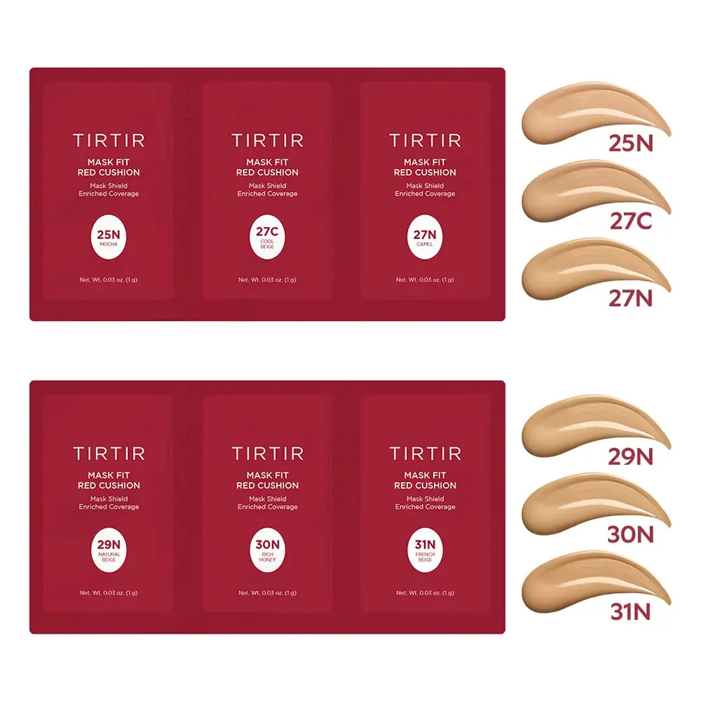 TIRTIR Mask Fit Red Cushion Kit - Kompakt-Foundation formuliert mit Antioxidantien und mattierendem Puder - 25N-31N
