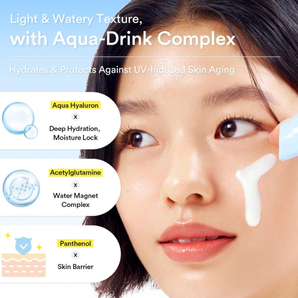 ABIB Sedum Hyaluron Sonnencreme Watery Tube Gesichtscreme - Schutz und Feuchtigkeit, 50 ml