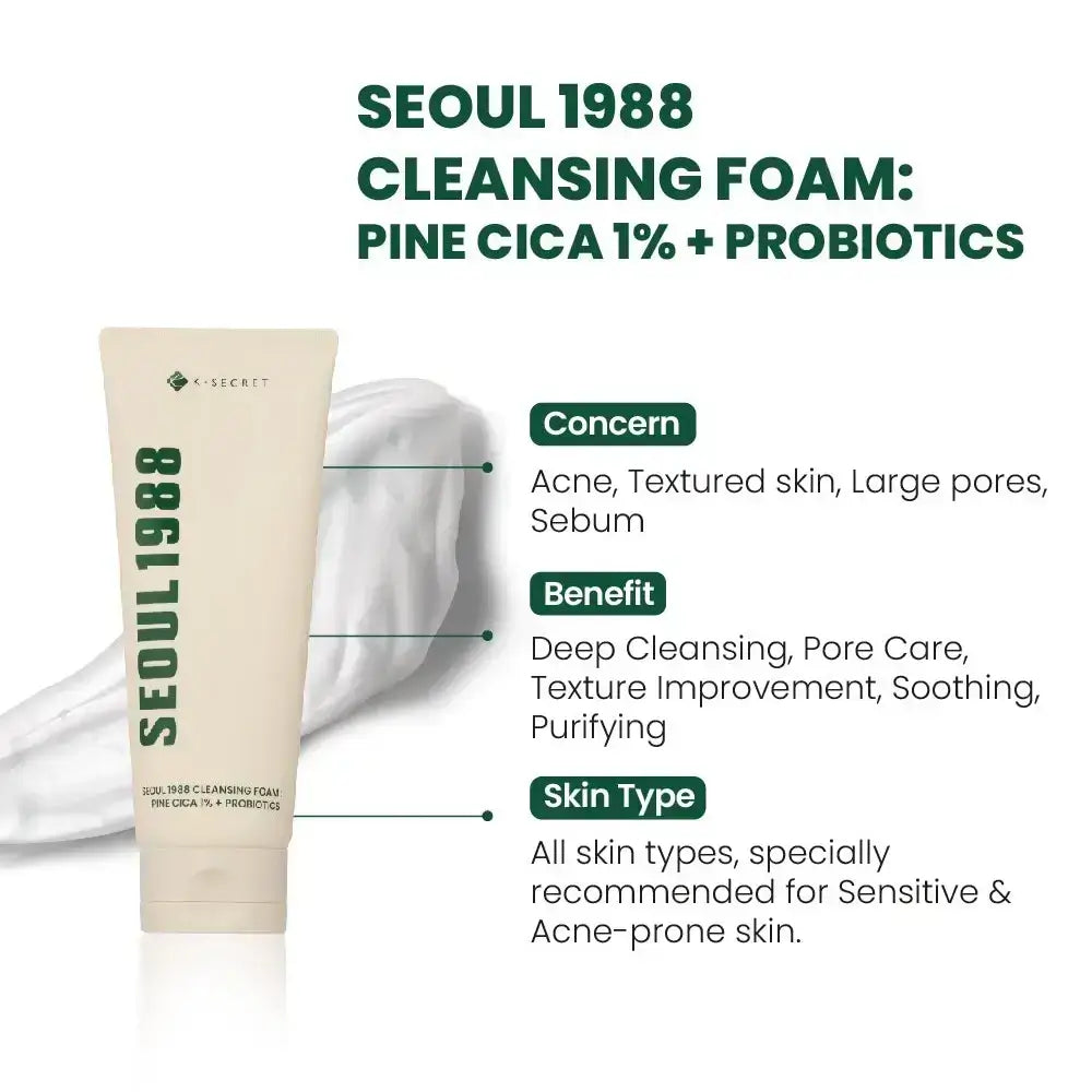 KSECRET Seoul 1988 Reinigungsschaum Kiefer Cica 1% + Probiotika
