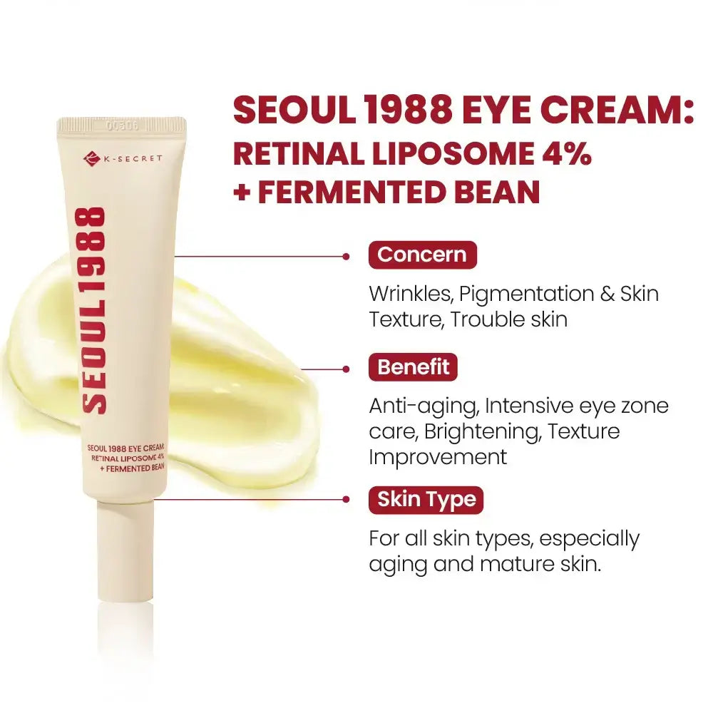 KSECRET Seoul 1988 Augencreme, Retinal-Liposom 4% + fermentierte Bohne Augencreme - Falten und Pigmentierung, 30 ml